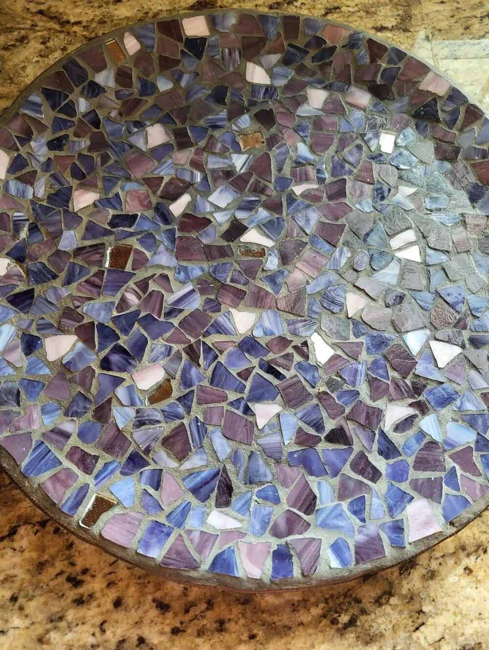 Handmade 13 Inch Mosaic Glass Charger Plate - Purple & Lavender